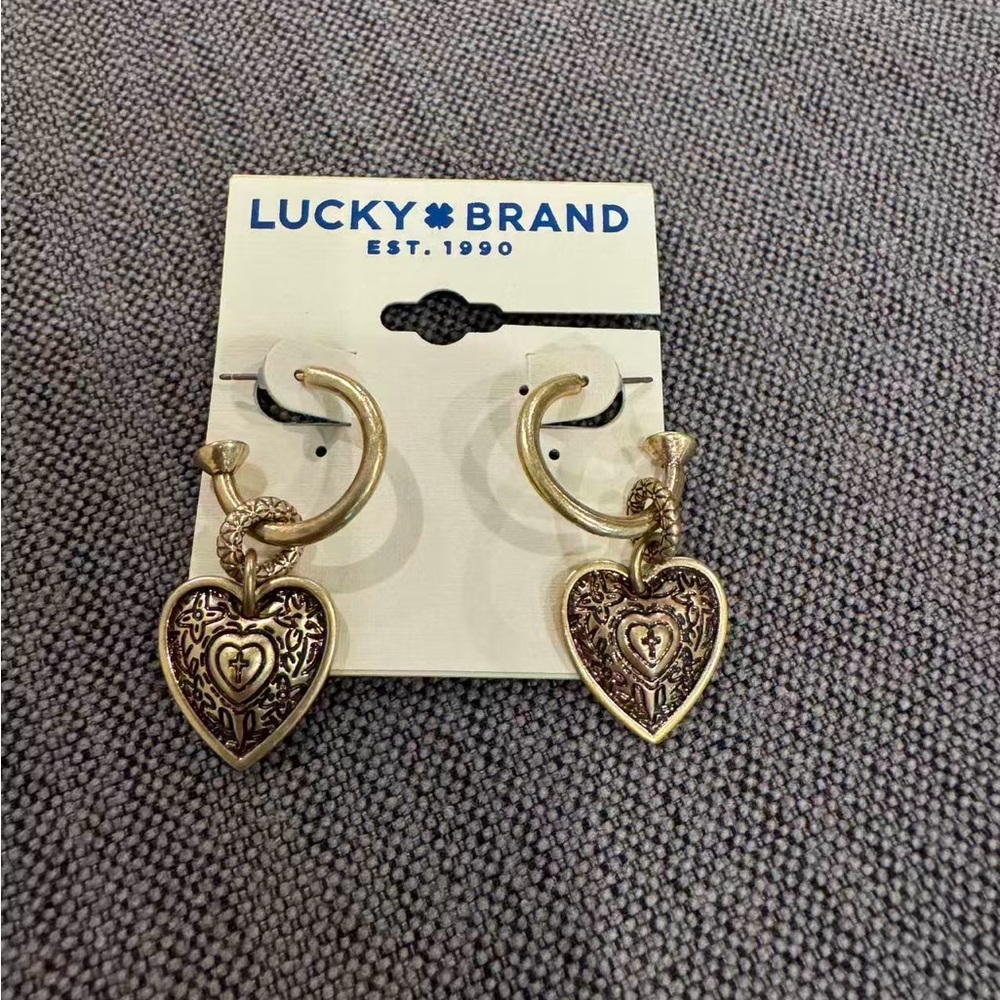 Lucky Brand Gold Heart Dangle Earrings